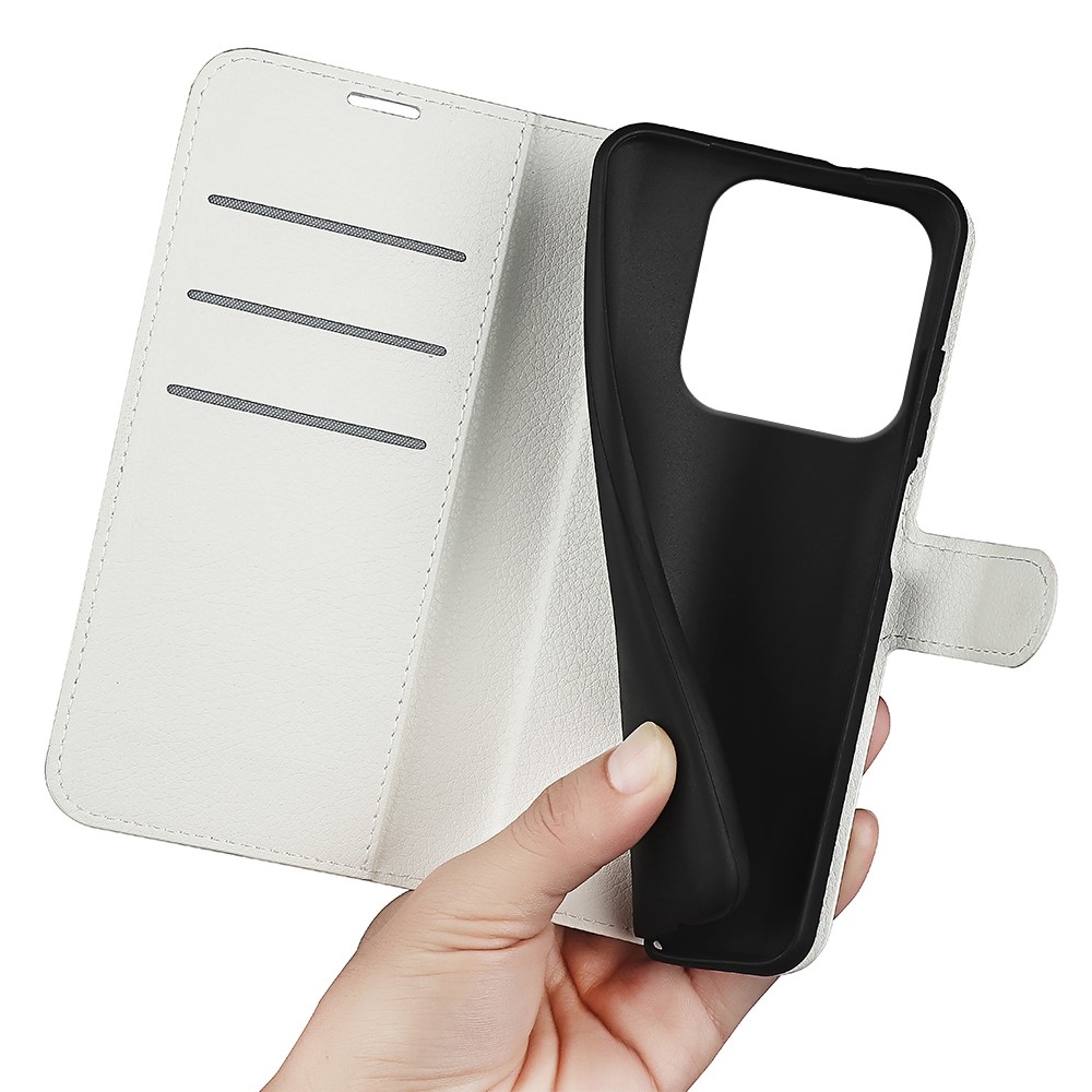 Litchi knížkové pouzdro na Xiaomi Redmi Note 14 5G - bílé