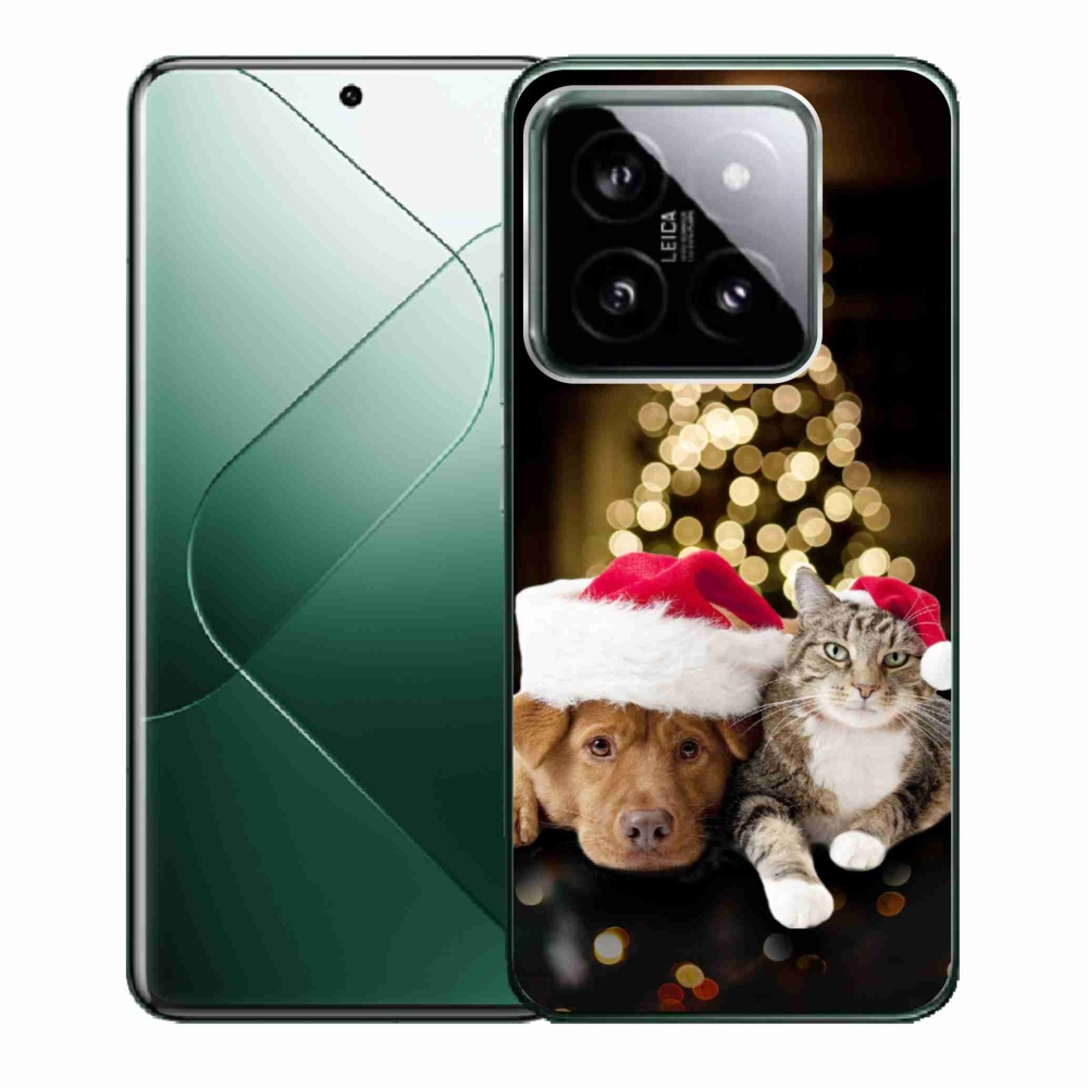 Gelový kryt mmCase na Xiaomi 14 - vánoční pes a kočka