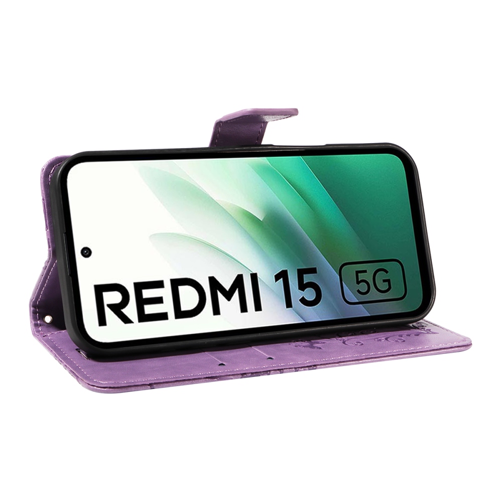Big Butterfly knížkové pouzdro na Xiaomi Redmi 15 4G (171mm) - fialové