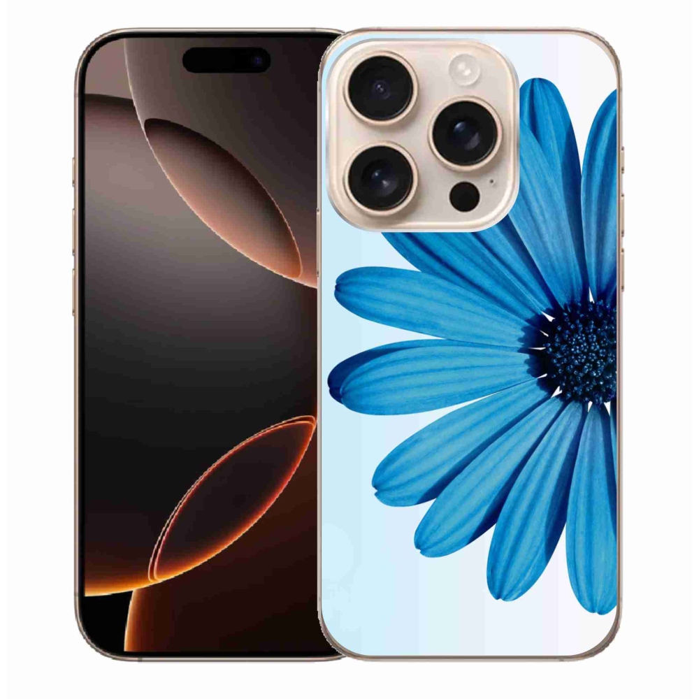 Gelový obal mmCase na iPhone 16 Pro Max - modrá kopretina