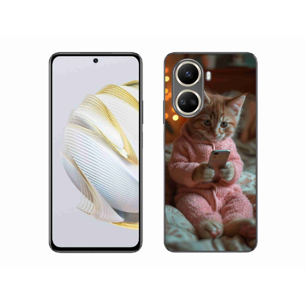 Gelový kryt mmCase na Huawei Nova 10 SE - kotě s mobilem