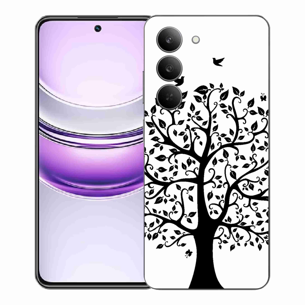 Gelový kryt mmCase na Realme 14x 5G - černobílý strom