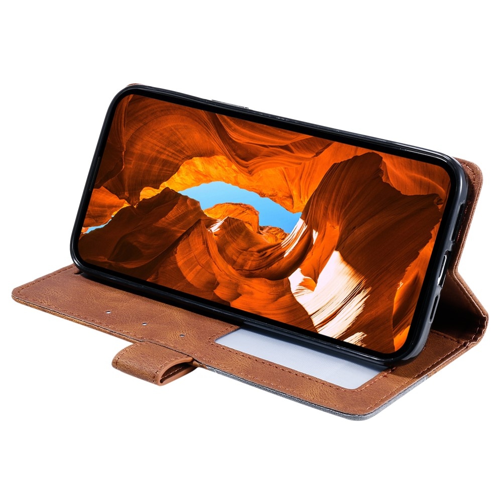 Lines knížkové pouzdro na Xiaomi Redmi Note 14 5G - hnědé