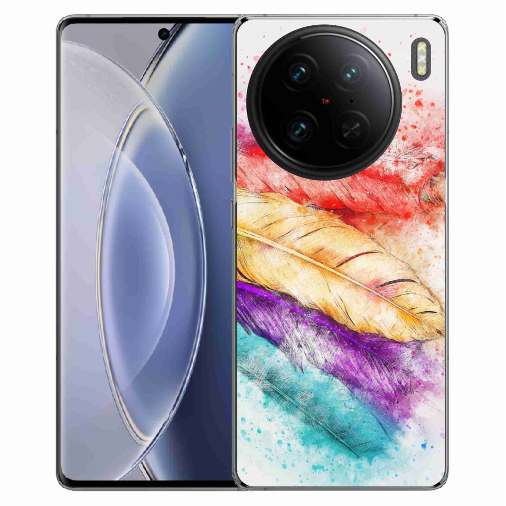 Gelový kryt mmCase na Vivo X90 Pro - barevné peří