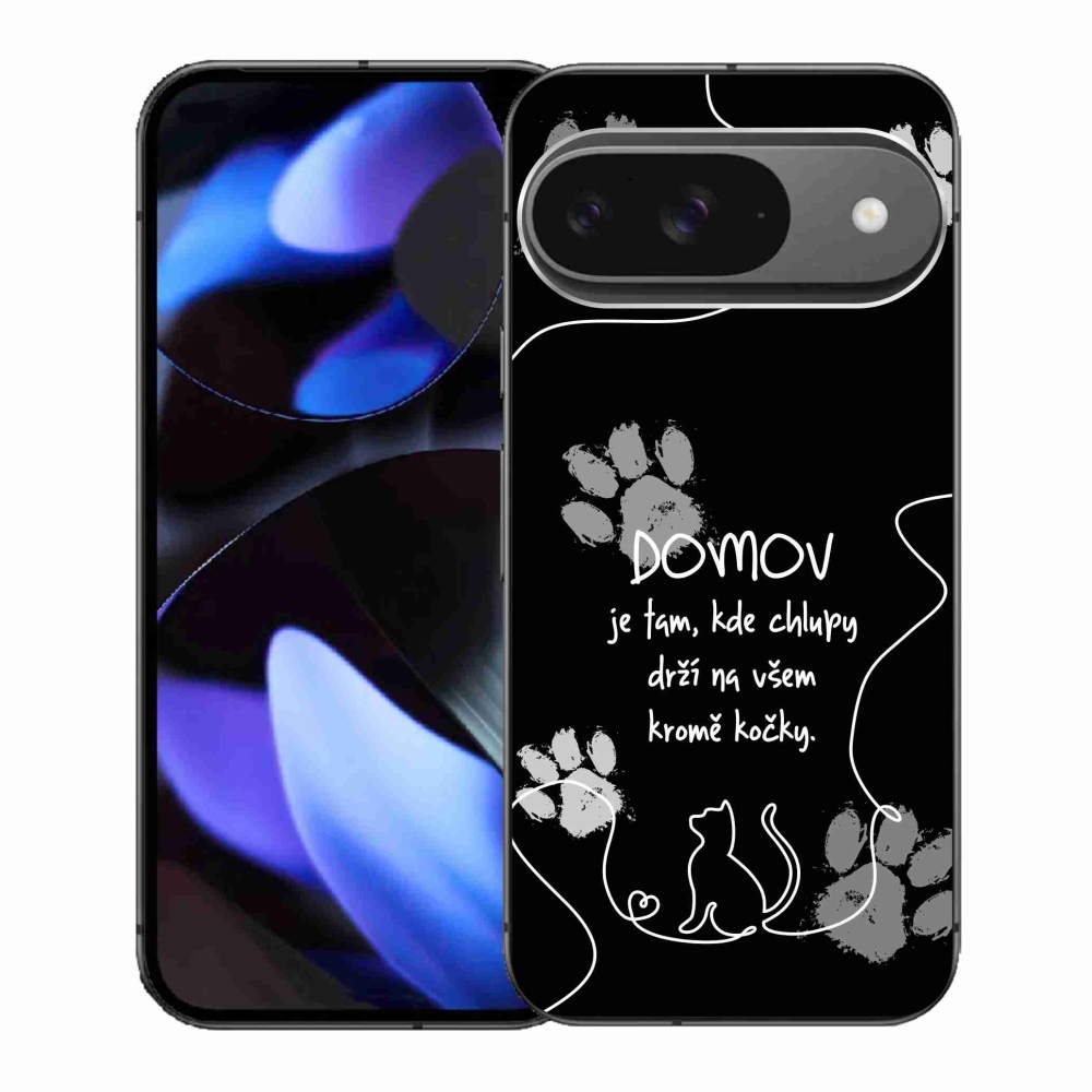 Gelový kryt mmCase na Google Pixel 9/9 Pro - kočičí motiv černé pozadí