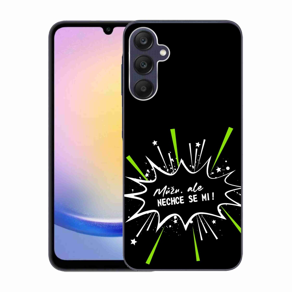 Gelový kryt mmCase na Samsung Galaxy A25 5G - vtipný text 11 černé pozadí