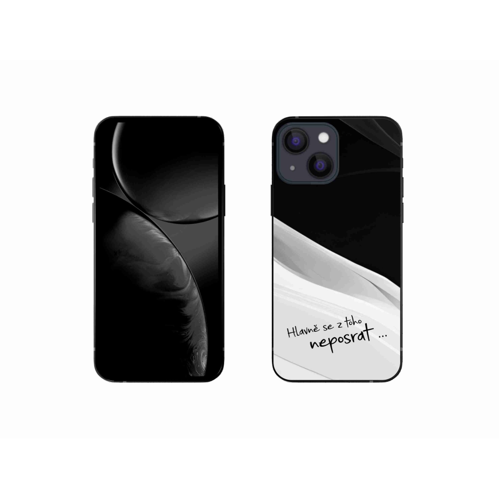 Gelový kryt mmCase na iPhone 13 mini 5.4 - vtipný text 13 bíločerné pozadí