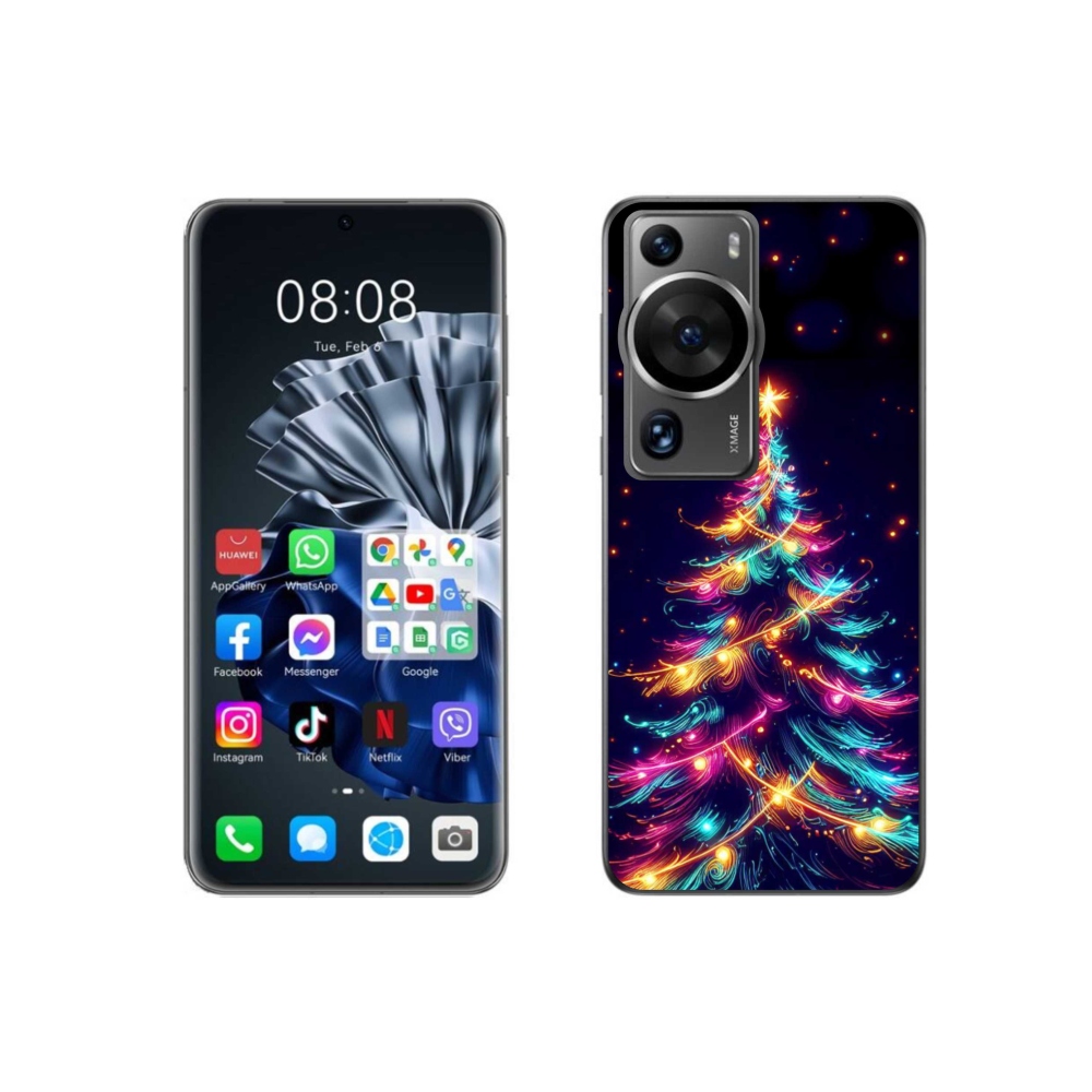 Gelový kryt mmCase na Huawei P60 Pro - neonový vánoční stromek