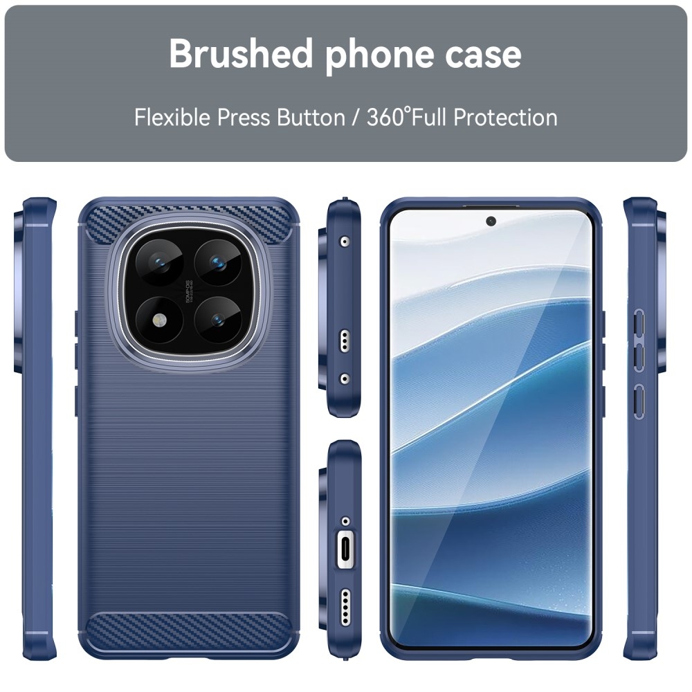 Carbon odolný gelový obal na Xiaomi Redmi Note 14 Pro+ 5G - modrý