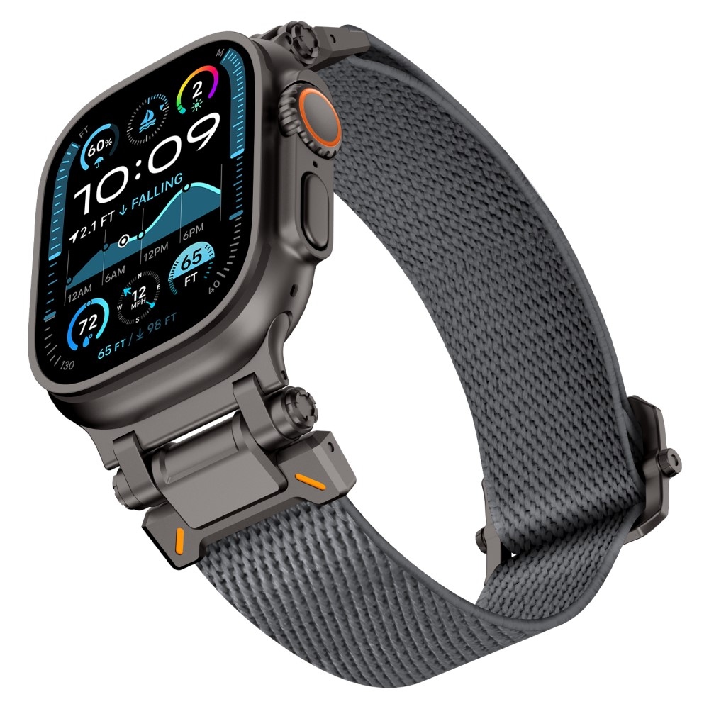 Metal nylonový řemínek na Apple Watch Ultra/Ultra 2 49mm/SE/SE 2022/2023 44mm/10 46mm/9/8/7 45mm/6/5/4 44mm/3/2/1 42 mm - šedý