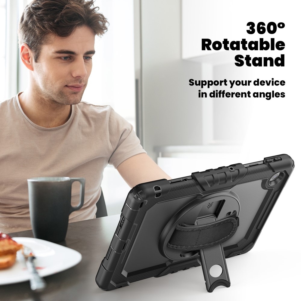Strap odolný kryt s držákem na ruku a ramenním popruhem na Lenovo Tab 10.1 (2025) - černý