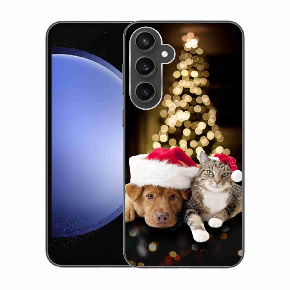 Gelový kryt mmCase na Samsung Galaxy S23 FE - vánoční pes a kočka