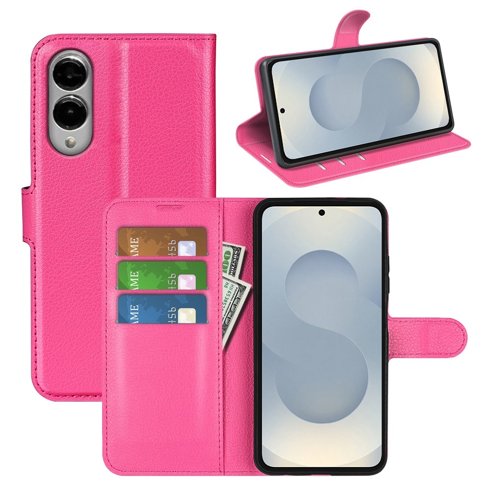 Litchi knížkové pouzdro na Samsung Galaxy S25 Edge - rose