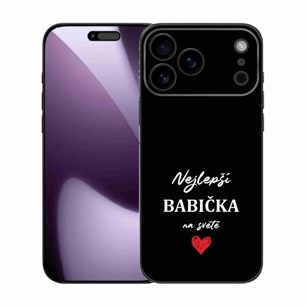 Gelový kryt mmCase na iPhone 17 Pro Max - nejlepší babička 1 černé pozadí