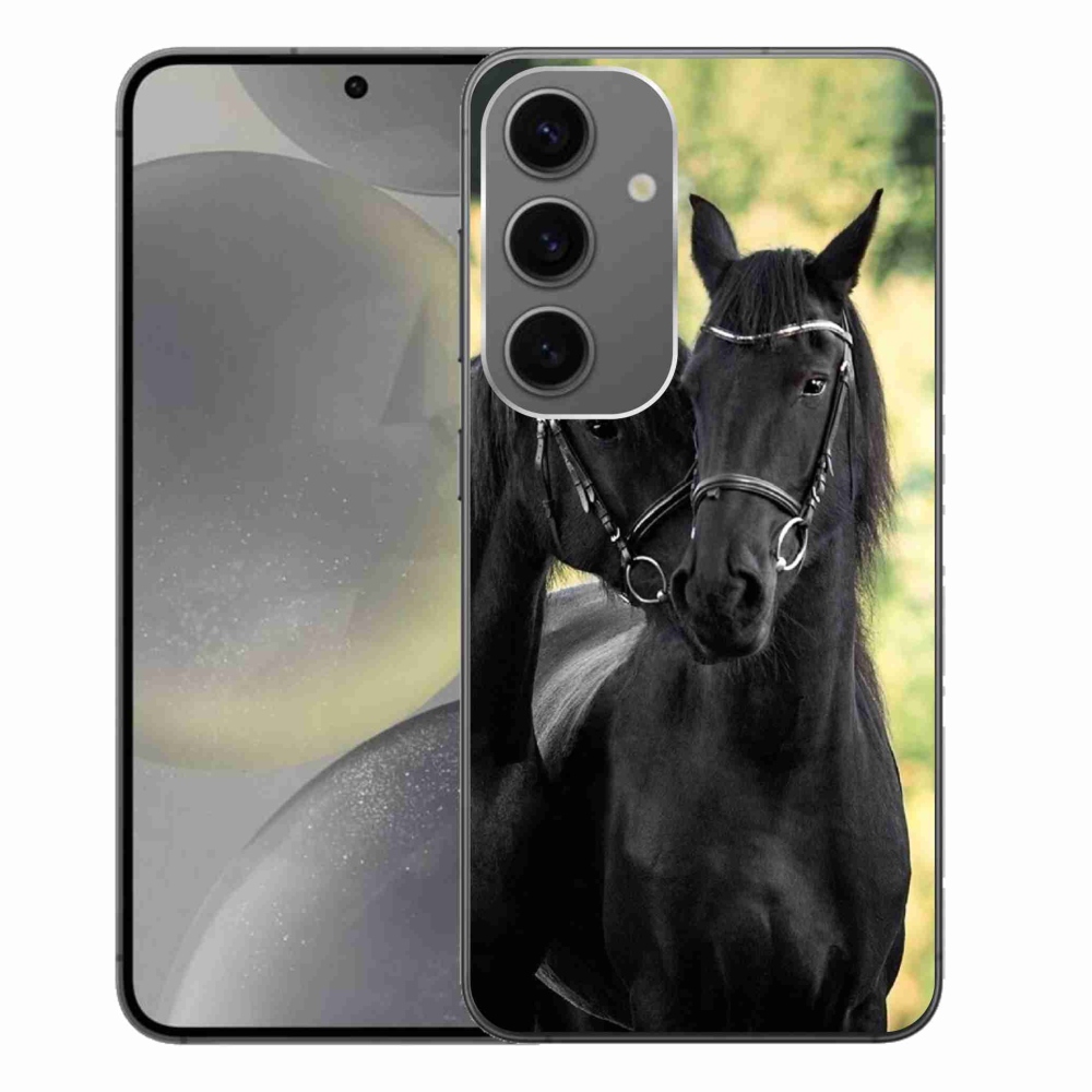 Gelový kryt mmCase na Samsung Galaxy S24+ - dva černí koně