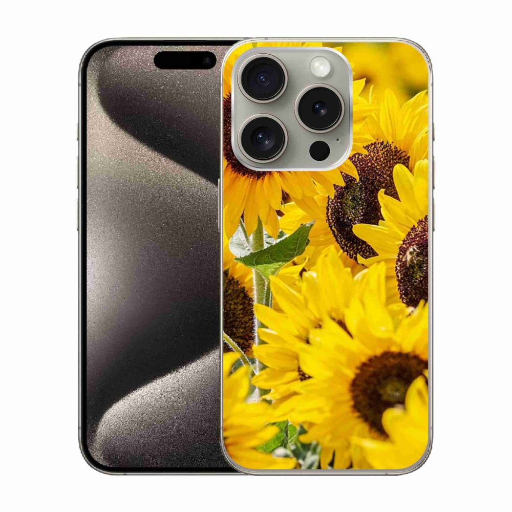 Gelový kryt mmCase na iPhone 15 Pro - slunečnice