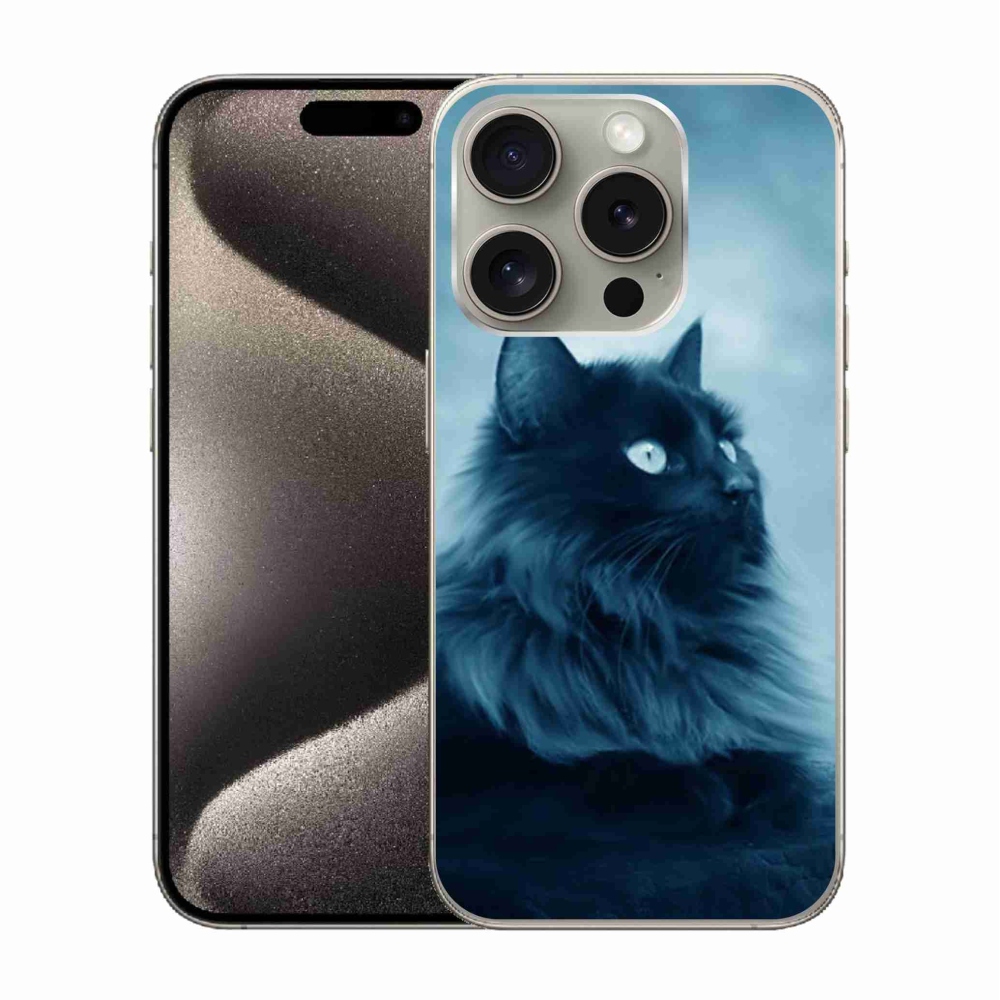 Gelový obal mmCase na iPhone 15 Pro - černá kočka 1