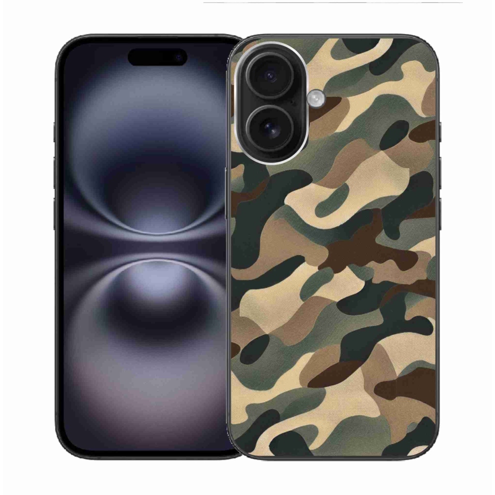 Gelový kryt mmCase na iPhone 16 - maskáčový vzor 11
