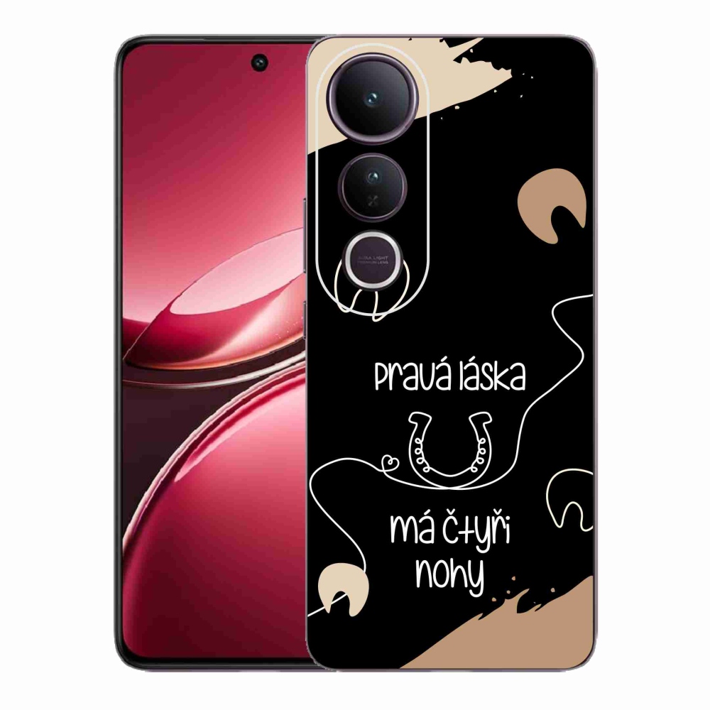 Gelový kryt mmCase na Vivo V50 Lite 4G/5G - koňský motiv černé pozadí