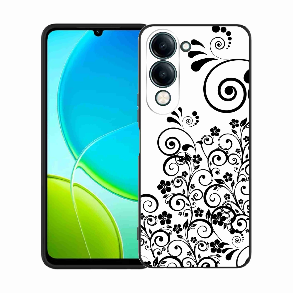Gelový kryt mmCase na Vivo Y29s 5G - černobílé květinové vzory