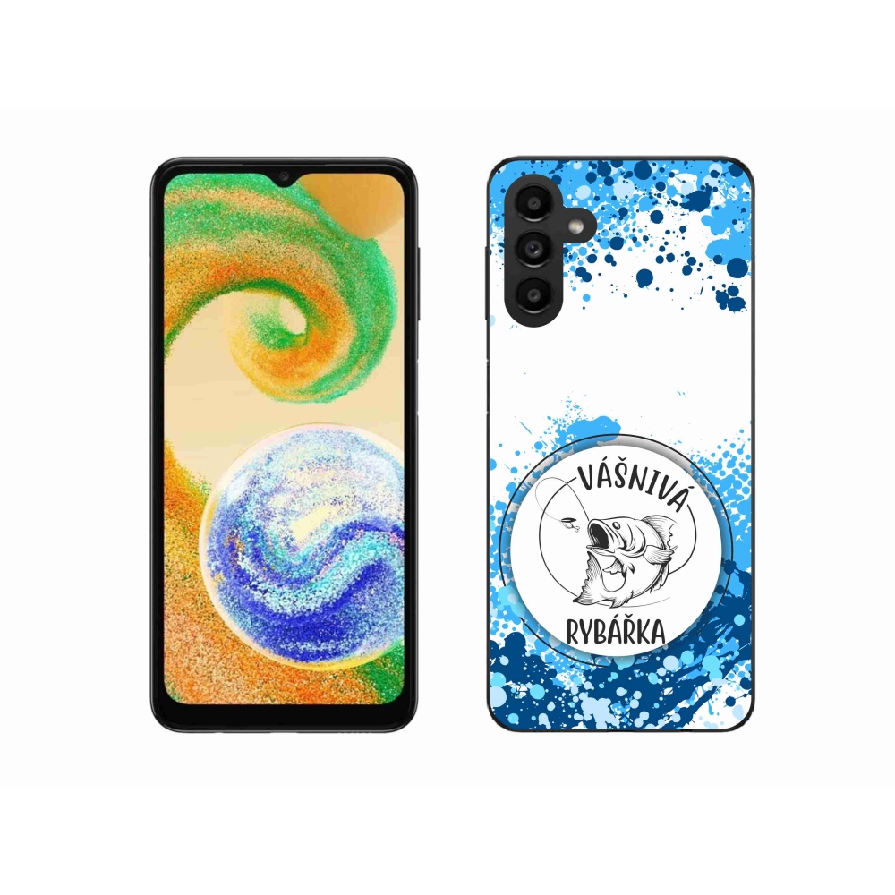 Gelový kryt mmCase na Samsung Galaxy A04s (164.7x76.7x9.1mm) - vášnivá rybářka bílé pozadí