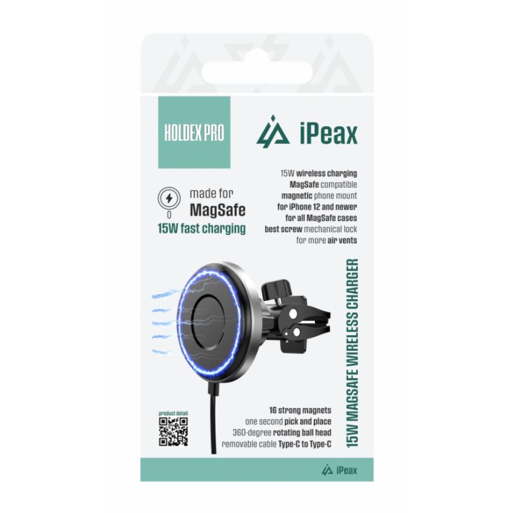 iPEAX Držák do auta s bezdrátovým nabíjením HOLDEX PRO - černý