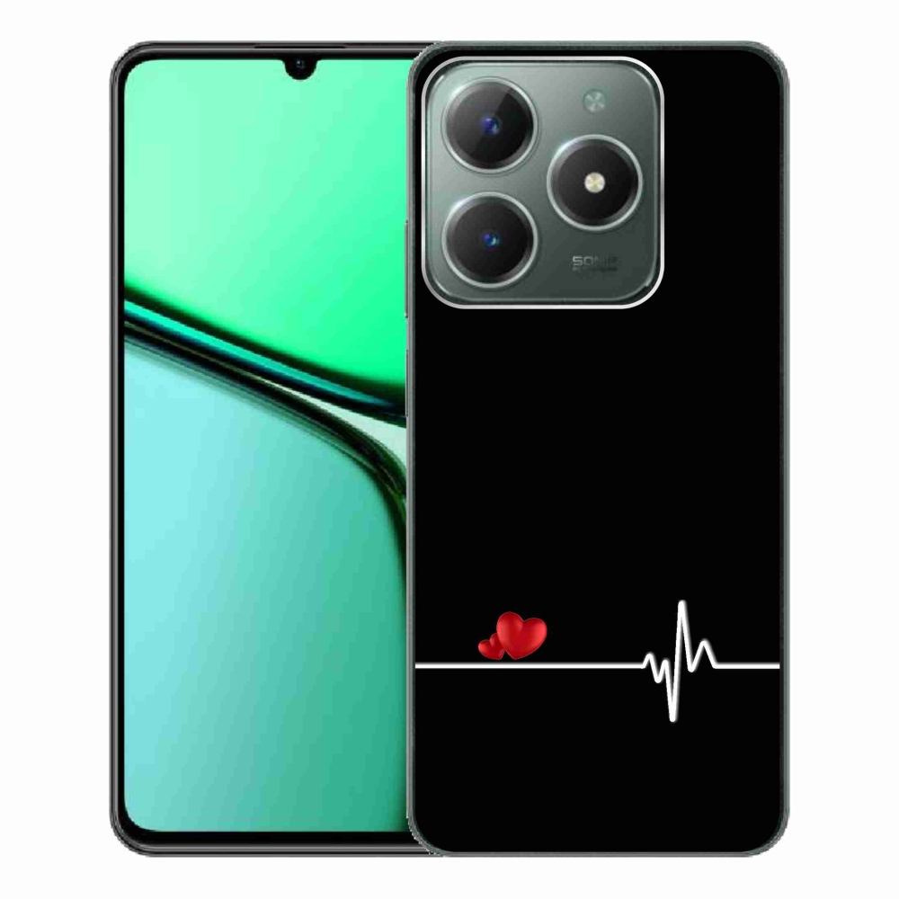 Gelový kryt mmCase na Realme C61 - srdce a tep černé pozadí