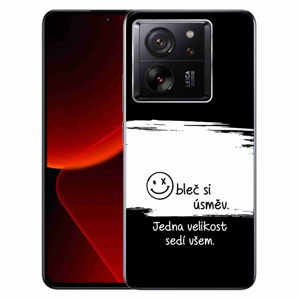 Gelový kryt mmCase na Xiaomi 13T/13T Pro - vtipný text 8 bíločerné pozadí