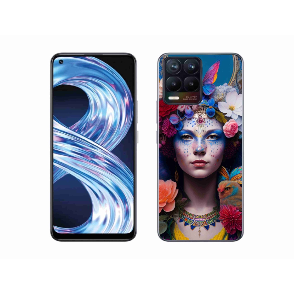 Gelový kryt mmCase na Realme 8 Pro - žena s květinami