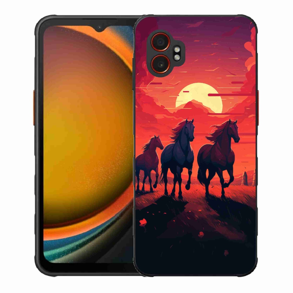Gelový kryt mmCase na Samsung Galaxy Xcover 7 Pro - koně a západ slunce