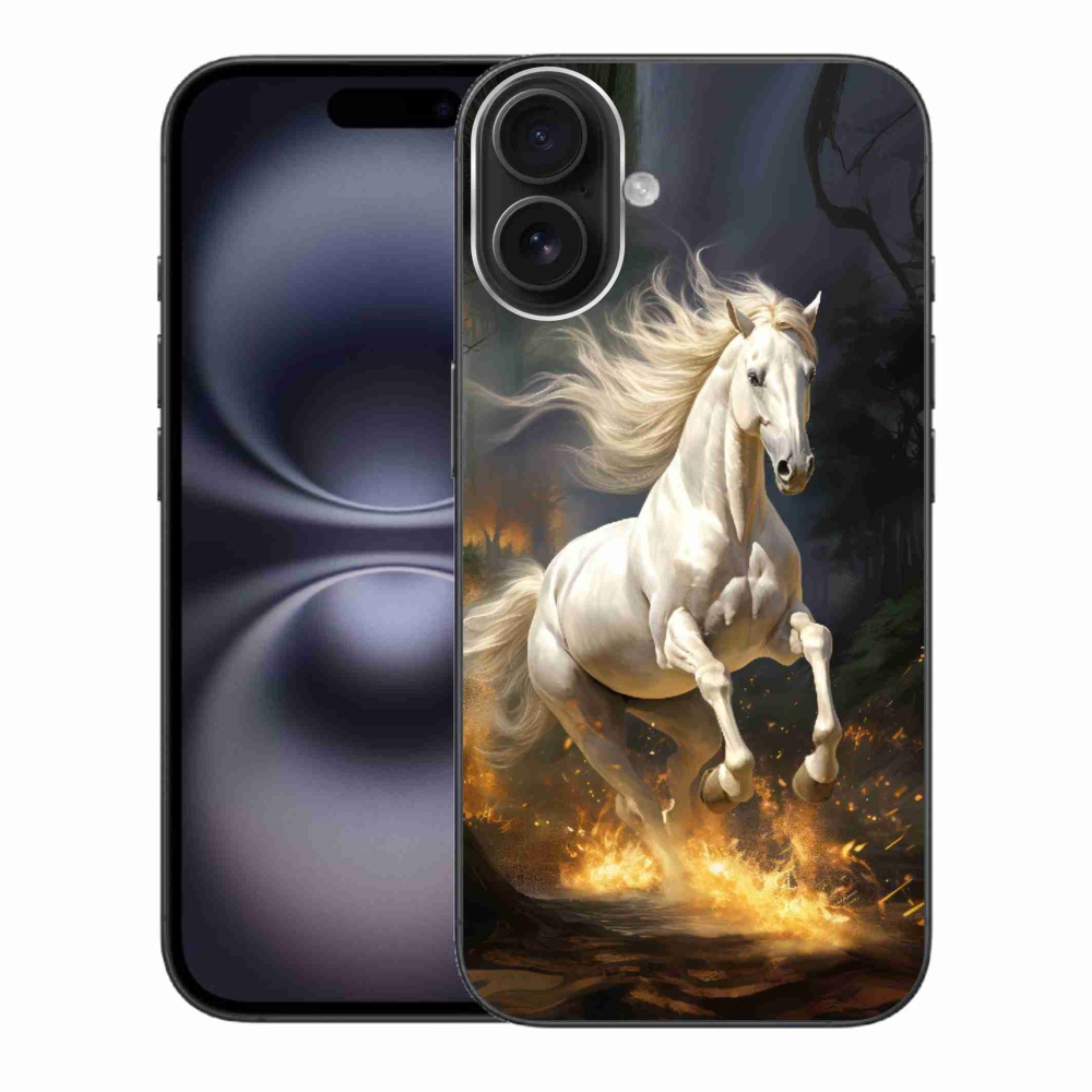 Gelový kryt mmCase na iPhone 16 Plus - bílý kůň 2