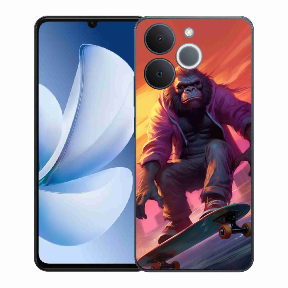 Gelový kryt mmCase na Realme Note 70T - gorila na skateboardu