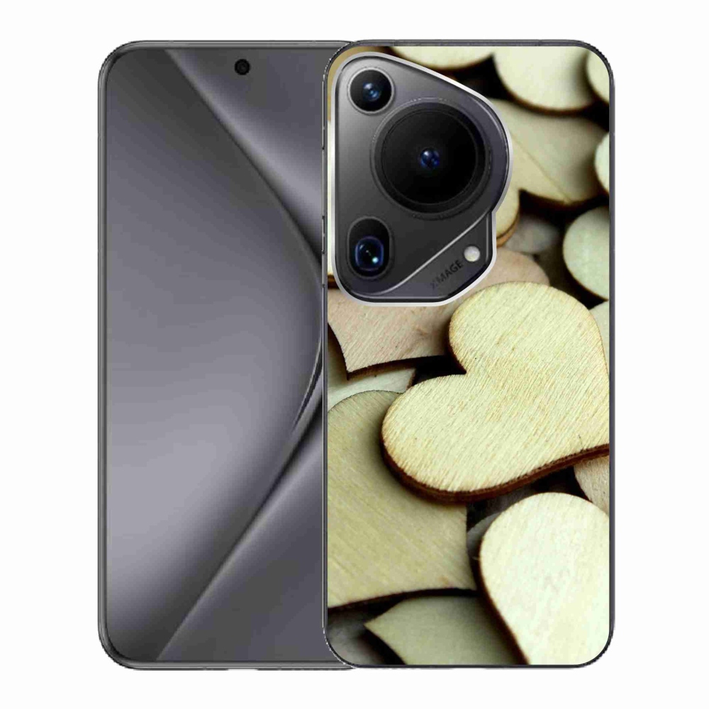 Gelový kryt mmCase na Huawei Pura 70 Ultra - dřevěná srdíčka