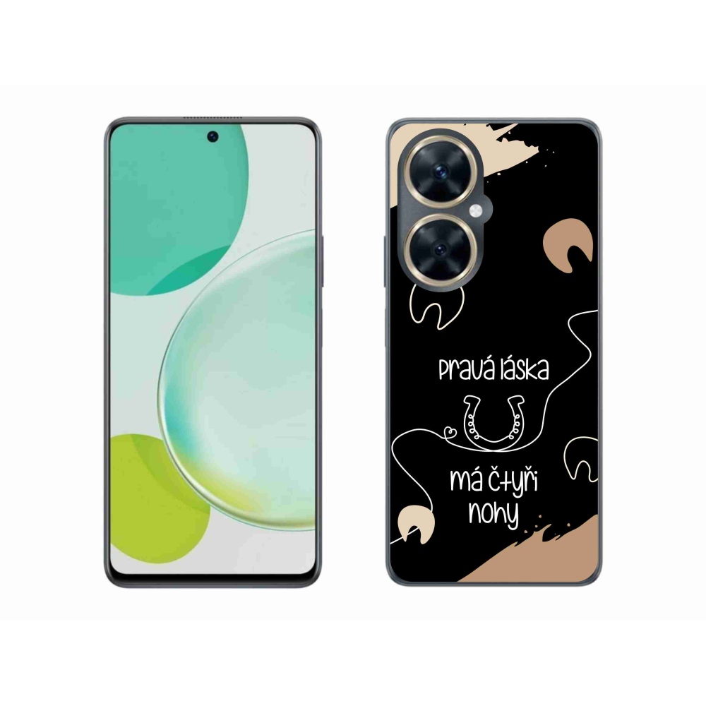 Gelový kryt mmCase na Huawei Nova 11i - koňský motiv černé pozadí