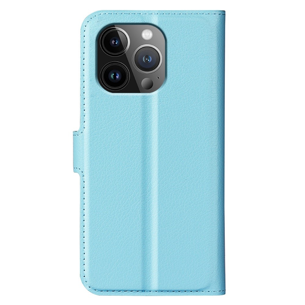 Litchi knížkové pouzdro na iPhone 15 Pro - modré
