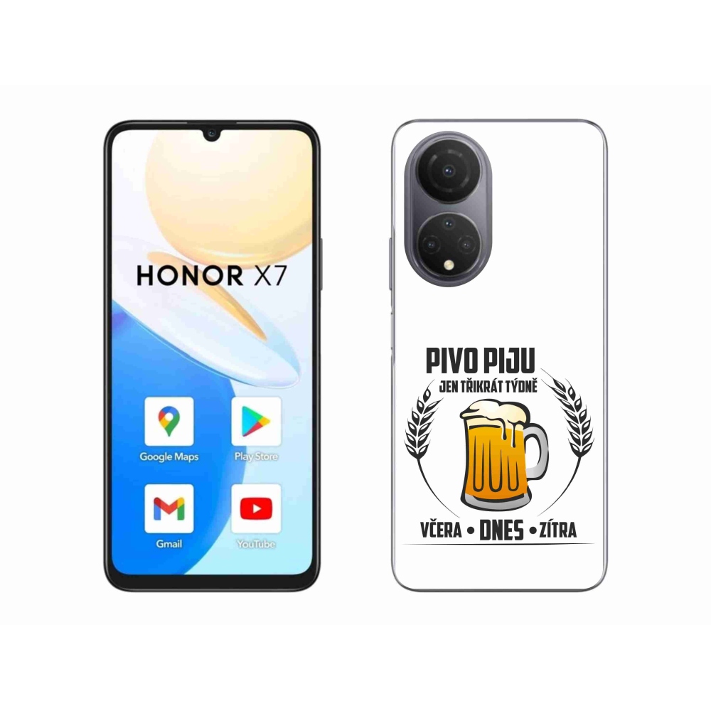 Gelový kryt mmCase na Honor X7 - pivní motiv bílé pozadí