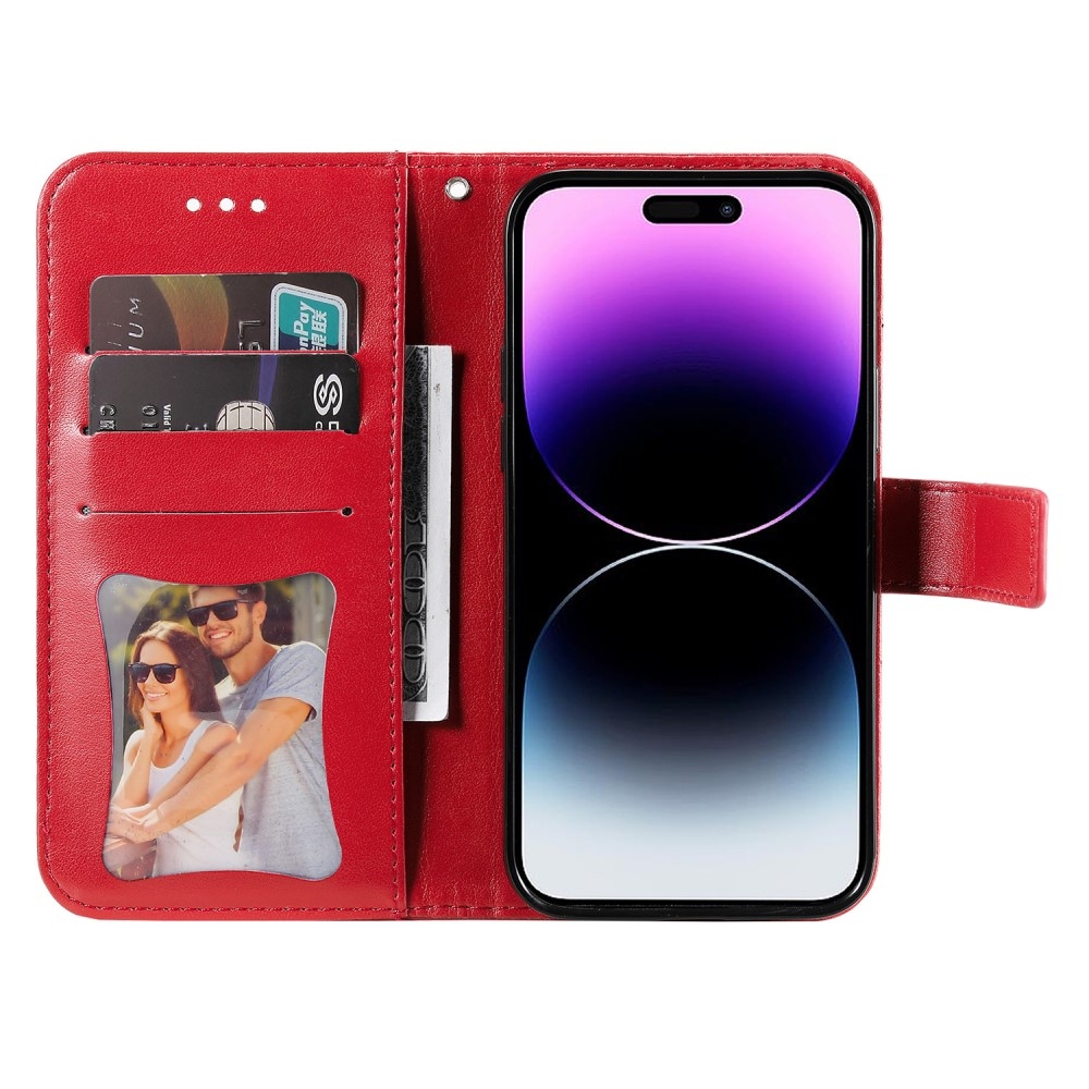 Mandala knížkové pouzdro na iPhone 15 Pro - červené
