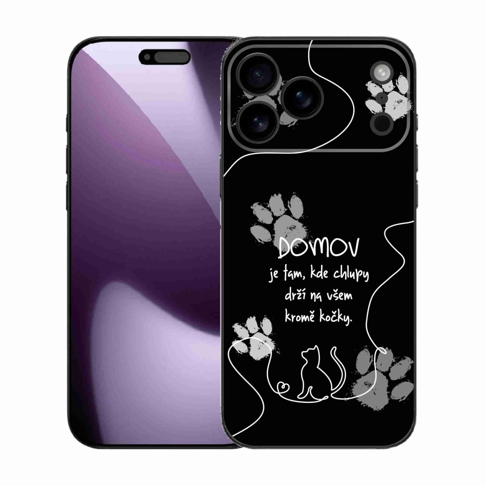 Gelový kryt mmCase na iPhone 17 Pro Max - kočičí motiv černé pozadí