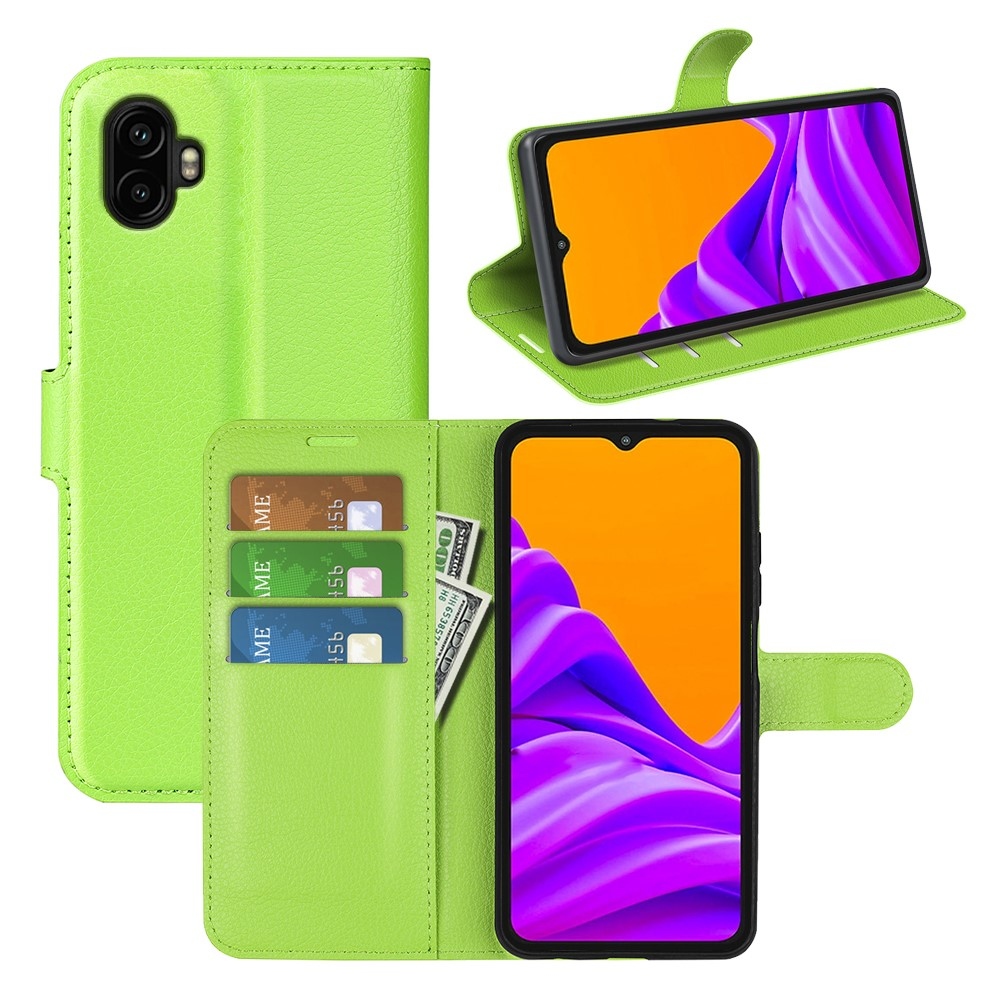 Litchi knížkové pouzdro na Samsung Galaxy Xcover 7 Pro - zelené