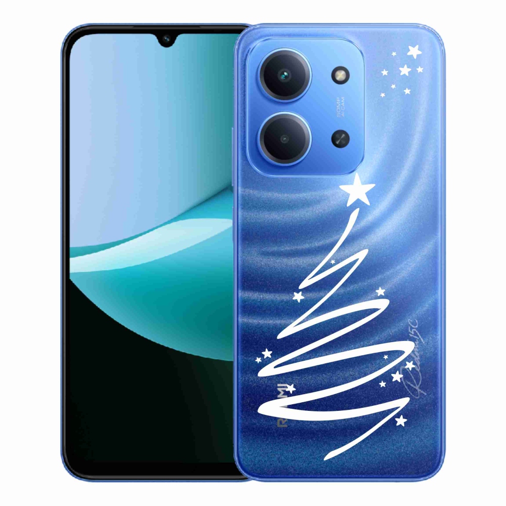 Gelový kryt mmCase na Xiaomi Redmi 15C 4G/5G (173mm) - bílý stromeček na průhledném pozadí