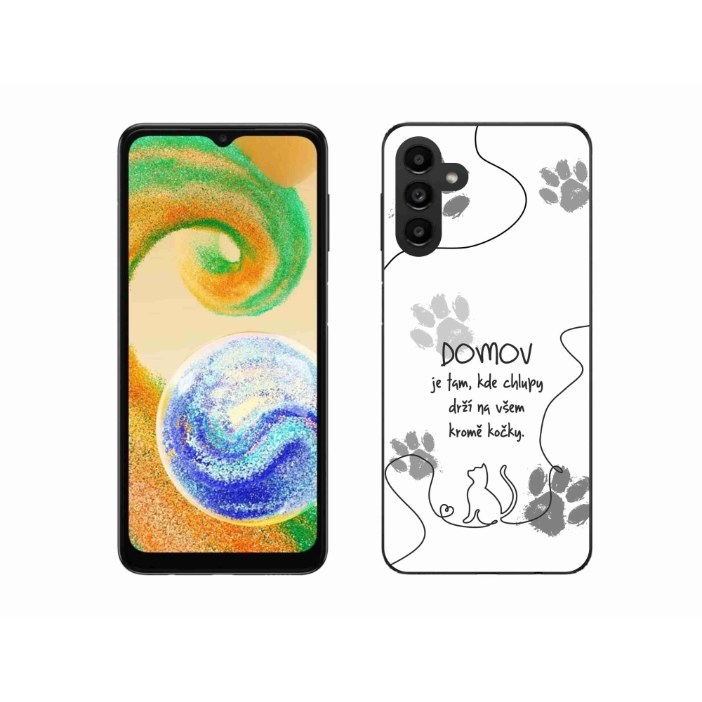 Gelový kryt mmCase na Samsung Galaxy A04s (164.7x76.7x9.1mm) - kočičí motiv bílé pozadí
