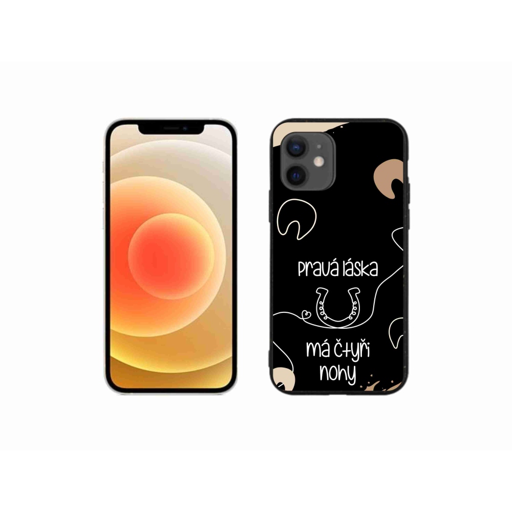 Gelový kryt mmCase na iPhone 12 mini - koňský motiv černé pozadí