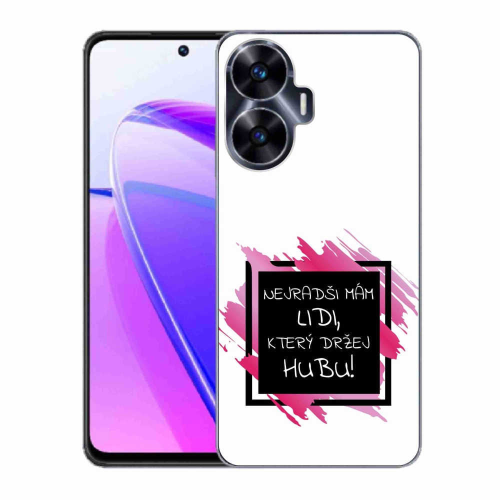 Gelový kryt mmCase na Realme C55 - vtipný text 7 černobílé pozadí