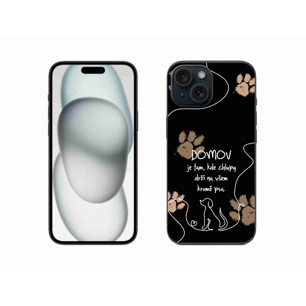 Gelový kryt mmCase na iPhone 15 - psí motiv černé pozadí