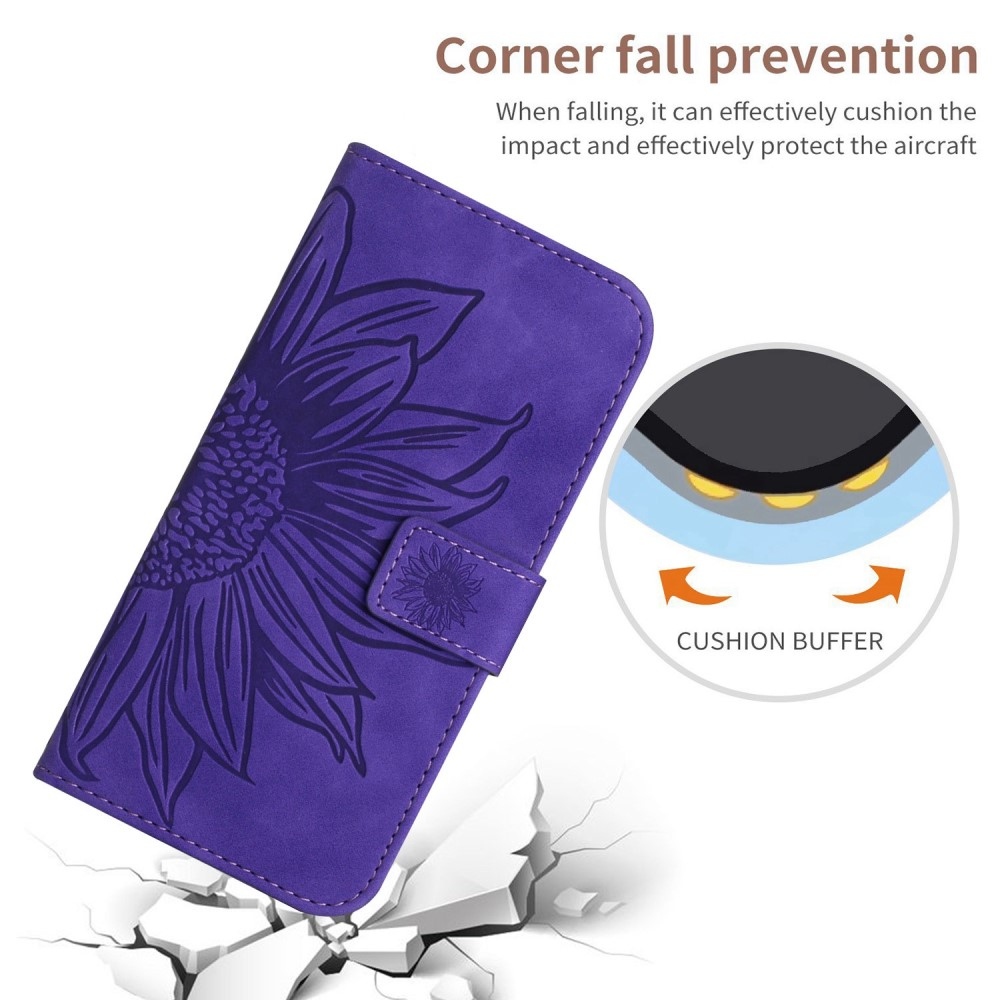 Sunflower knížkové pouzdro na Vivo X80 Lite - tmavěfialové