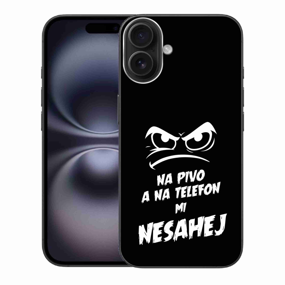 Gelový kryt mmCase na iPhone 16 Plus - pivní motiv 2 černé pozadí