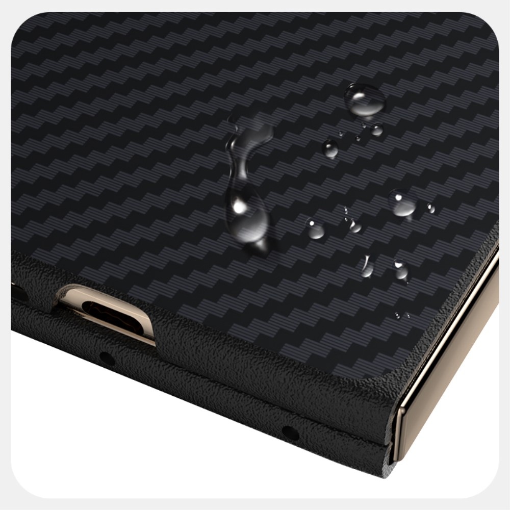 ABEEL Case plastový kryt s umělou kůží na Huawei Mate X6 - černý