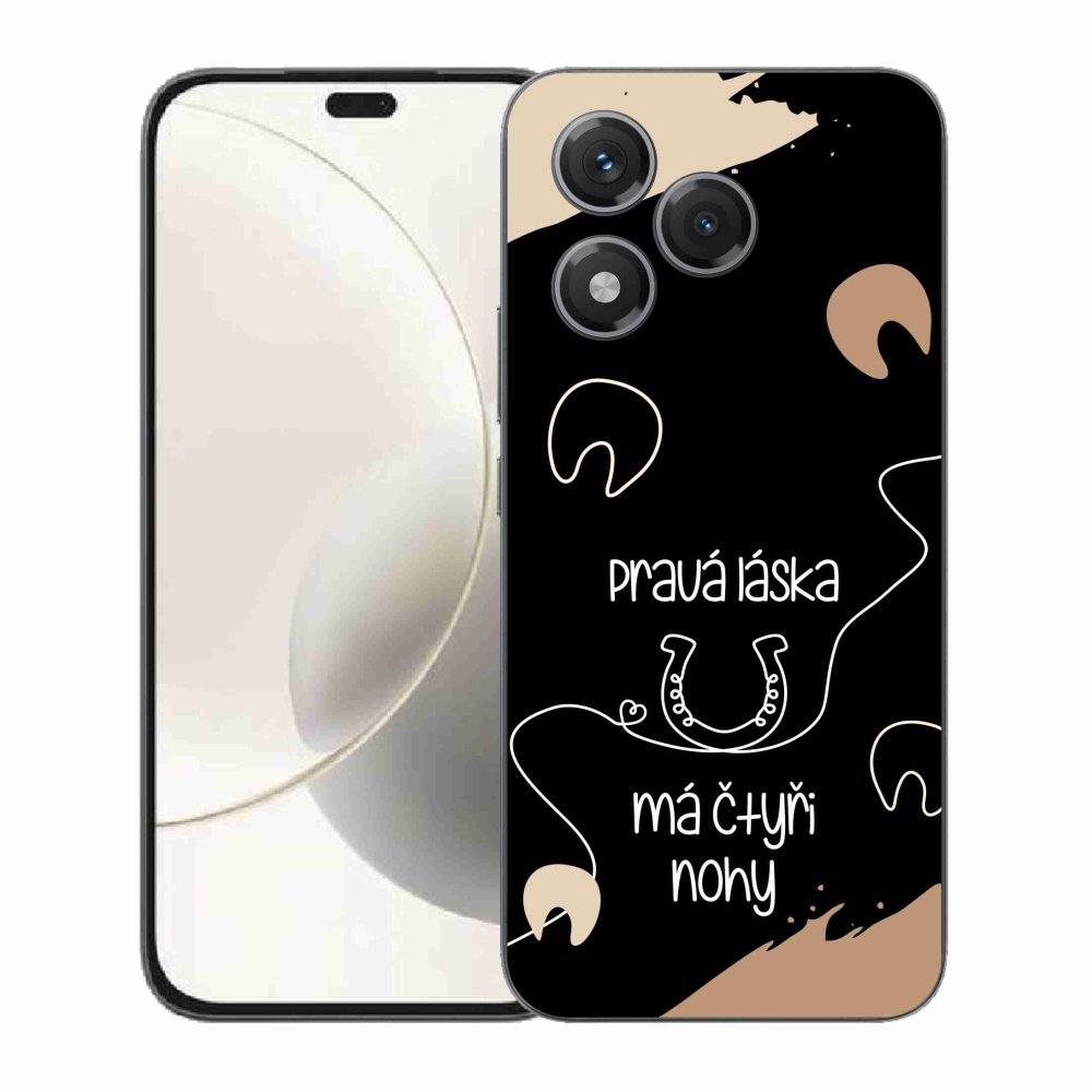 Gelový kryt mmCase na Honor 400 Lite - koňský motiv černé pozadí