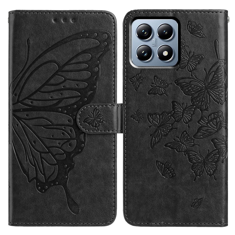 Floral Butterfly knížkové pouzdro na Xiaomi 15T Pro - černé