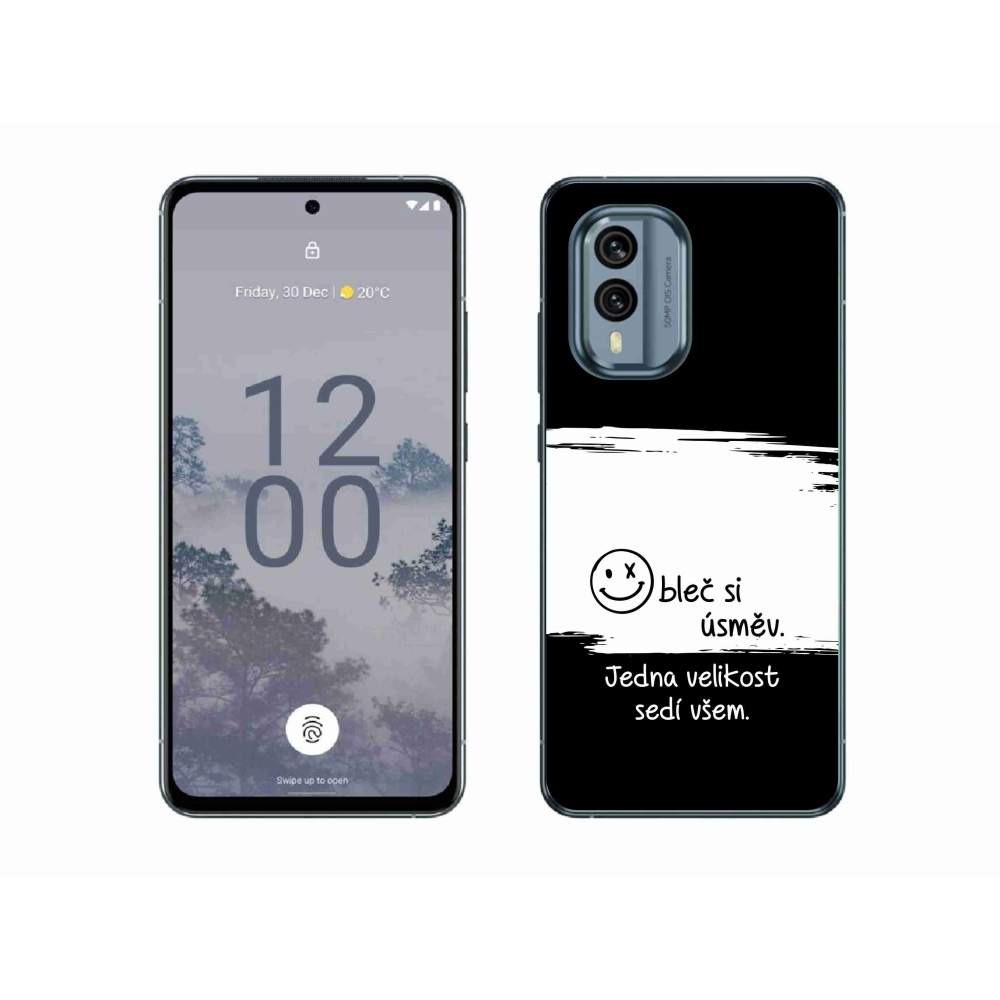 Gelový kryt mmCase na Nokia X30 5G - vtipný text 8 bíločerné pozadí